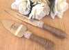 Cake serving set with burlap handle and optional matching flutes - Favor Universe