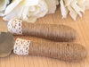Cake serving set with burlap handle and optional matching flutes - Favor Universe