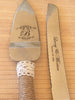 Cake serving set with burlap handle and optional matching flutes - Favor Universe