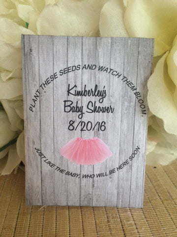 Tutu and Bowtie Baby Shower Seed Packets - Favor Universe