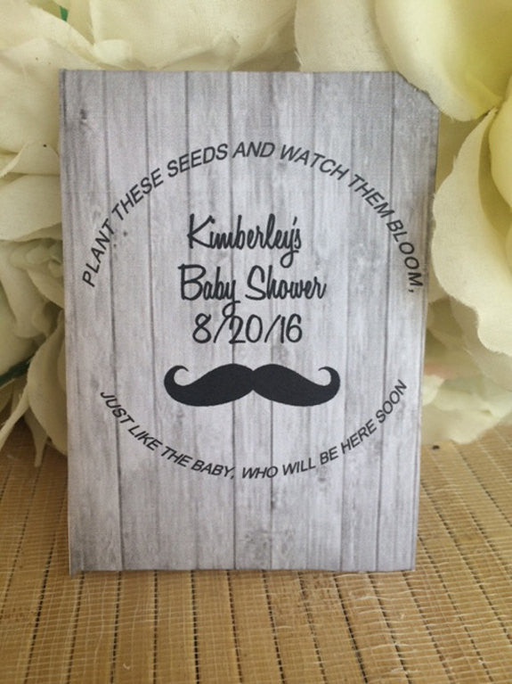 Mustache and Bowtie Baby Shower Seed Packet Favors – Favor Universe