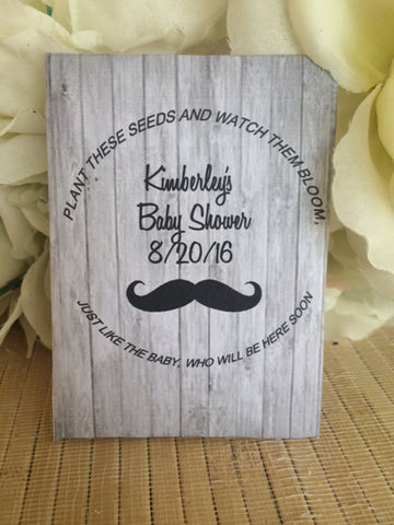 Mustache and Bowtie Baby Shower Seed Packet Favors - Favor Universe
