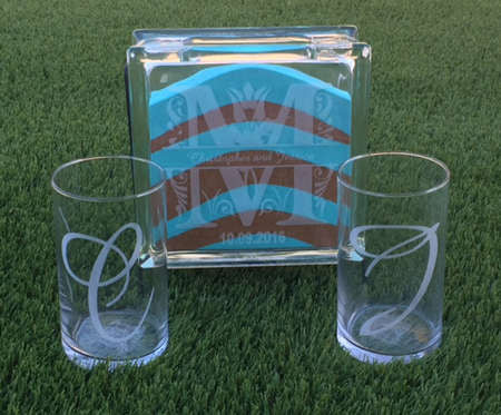 Sand Ceremony glass block set with side glasses - Favor Universe