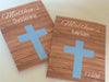 Blue Cross and Wood Background Baptism Seed Packets - Favor Universe