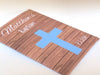 Blue Cross and Wood Background Baptism Seed Packets - Favor Universe