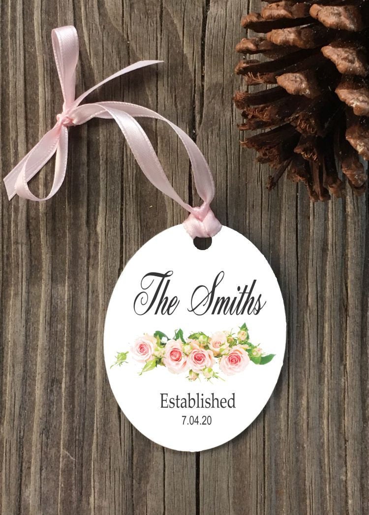 Custom pink rose  Ornament, wedding gift, engagement gift, anniversary gift, anniversary keepsake - Favor Universe