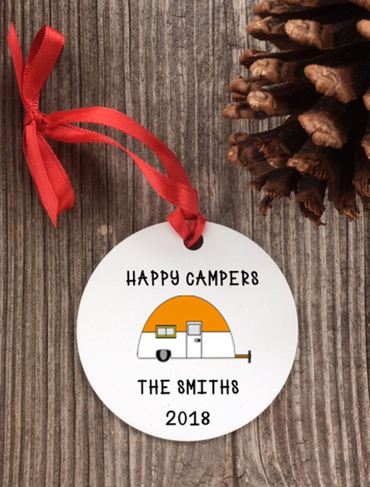 Camping ornament - happy camper - family vacation - Favor Universe