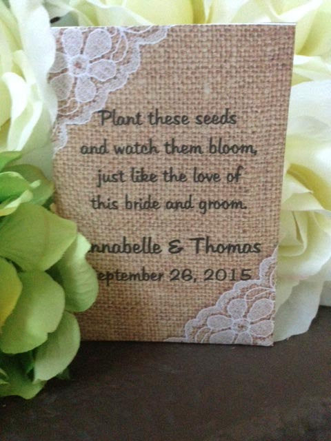 bulk flower seeds for wedding favors Burlap and Lace Wedding Seed Packets