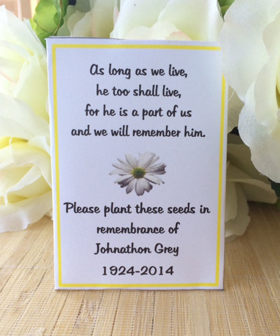 flower seed packets for memorial service Memorial Seed Packets