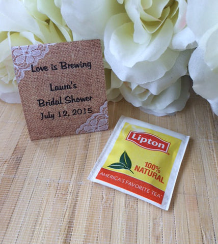 Tea Gifts, Bridal Shower Decor, Tea Party, teapots, Bridal Burlap, Tea Favors, Tea Bags, Burlap Shower Favors, lace favors - Favor Universe