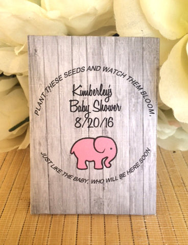 Elephant Baby Shower Seed Packets - Favor Universe