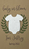 Plantable Seed Card favors for Baby Shower - Includes plantable onesie shape and Laurel Wreath design