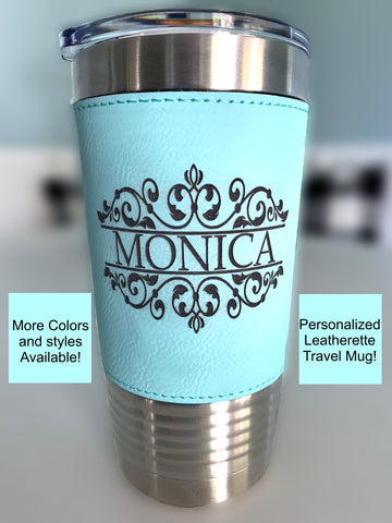 Tumbler with leatherette - bridesmaid gift and bride gift